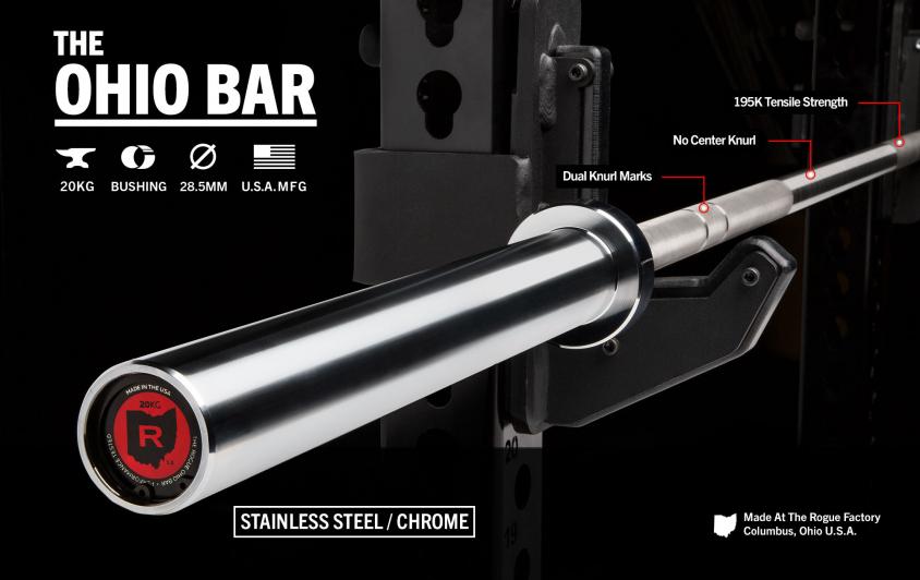 Rogue Fitness Stainless Steel Ohio Bar characteristics