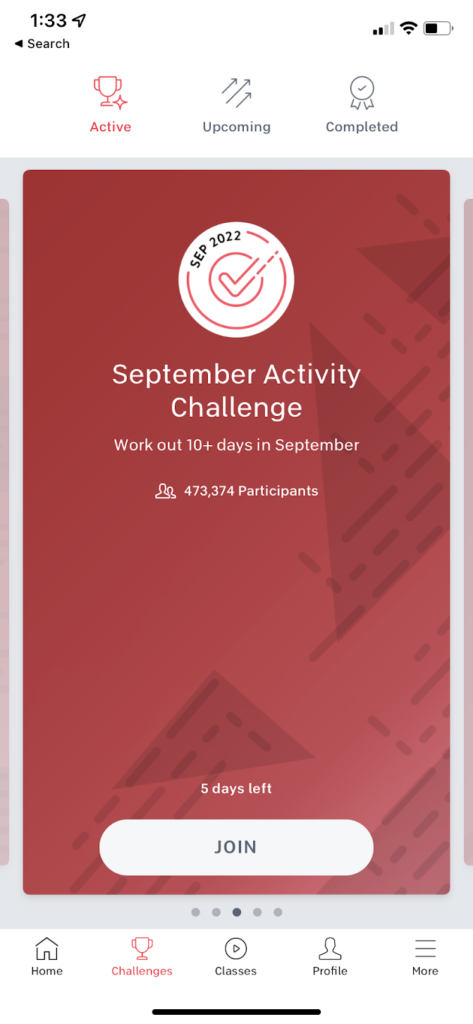 Peloton challenge app