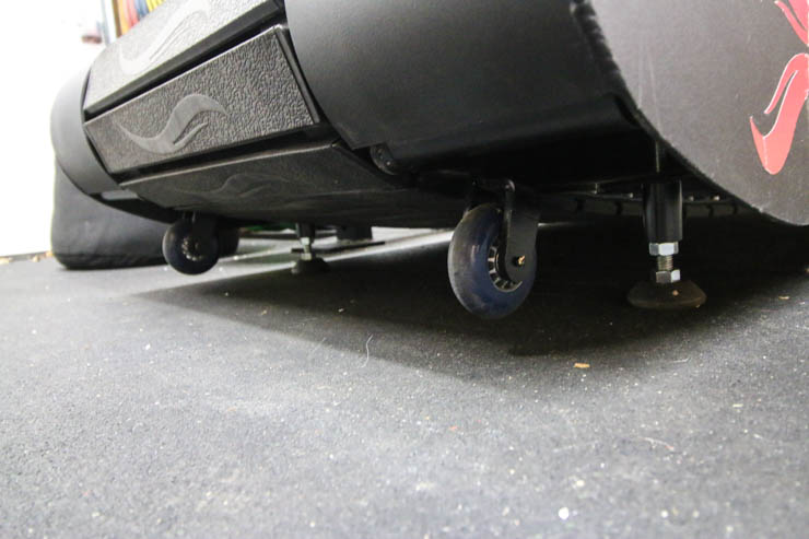 A closeup of the wheels on the underside of the TrueForm Runner