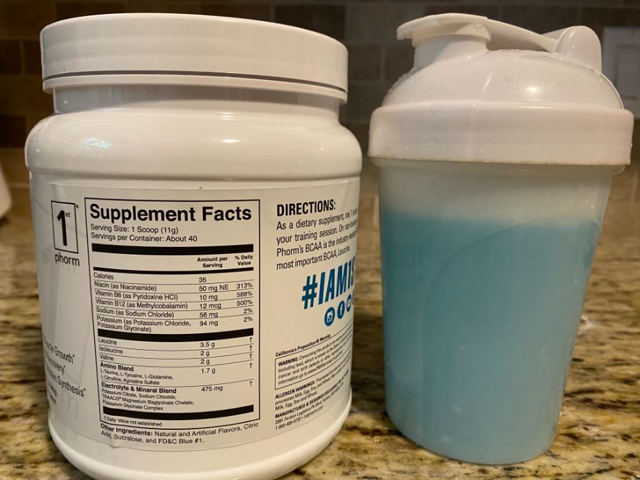 1st Phorm BCAAS on countertop