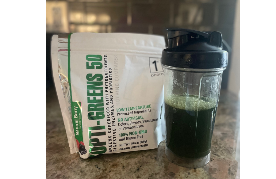 An image of 1st Phorm Opti-Greens 50 in a shaker