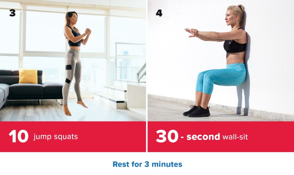 Image depicting jump squats and wall sits