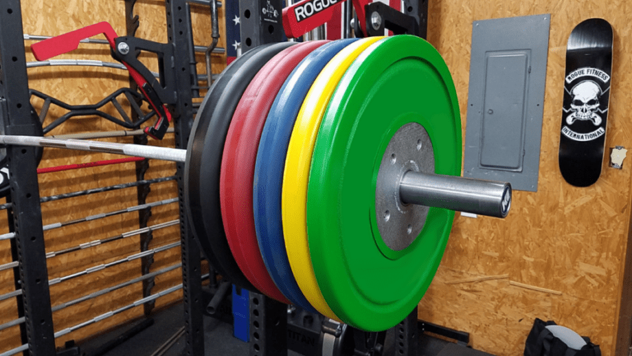 bumper plates on a barbell
