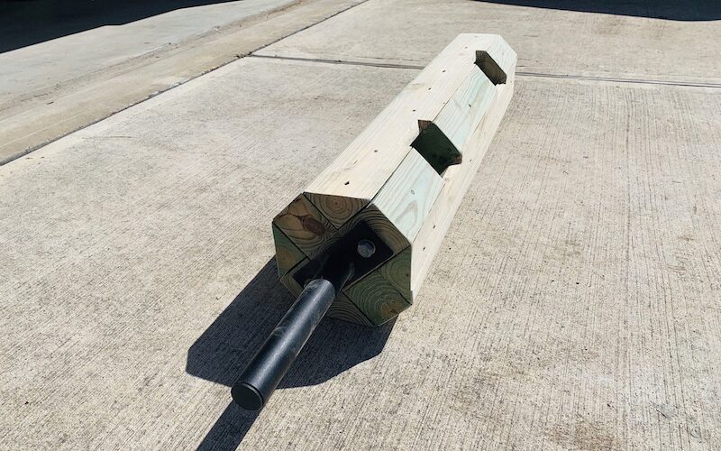 step 8 of building DIY Strongman Log Bar