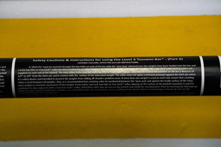 Tsunami Barbell safety instructions