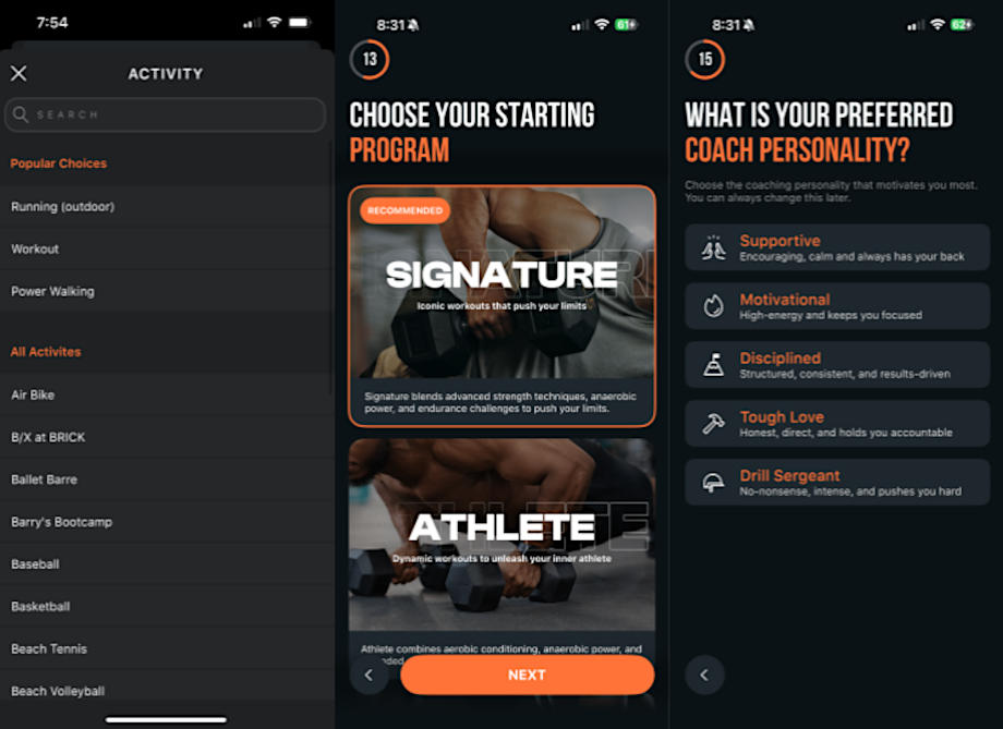 Screenshots of the Shred app