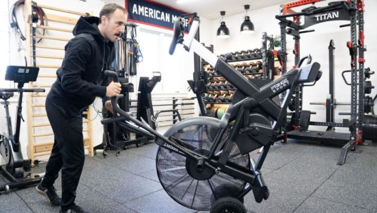 Coop moving the Fringe Sport Raptor Air Bike