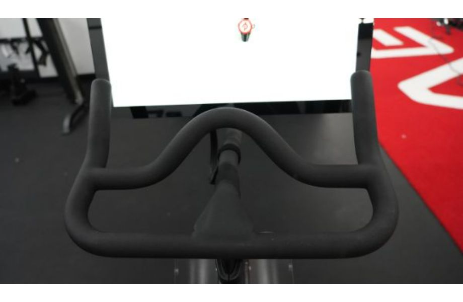 A closeup of the peloton bike handlebars