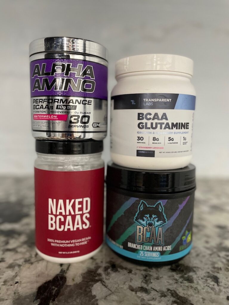 An image of four of the best bcaa supplements