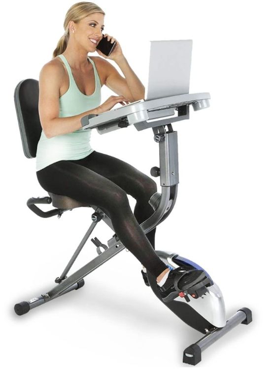 Exerpeutic ExerWORK 1000 Fully Adjustable Desk Folding Exercise Bike