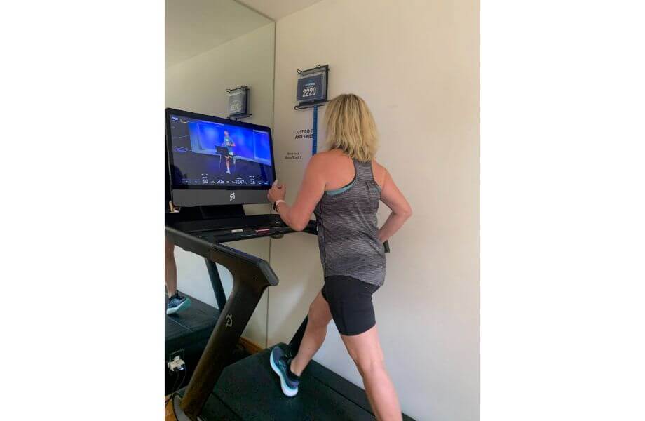 walking peloton tread view side rear