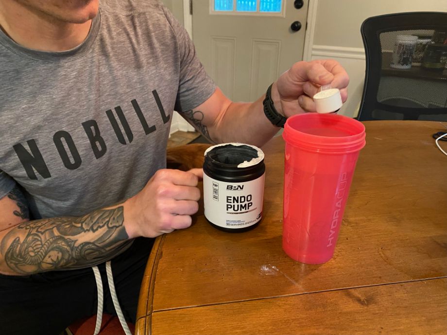 Our tester with BPN EndoPump Pre-Workout, a stim-free formula