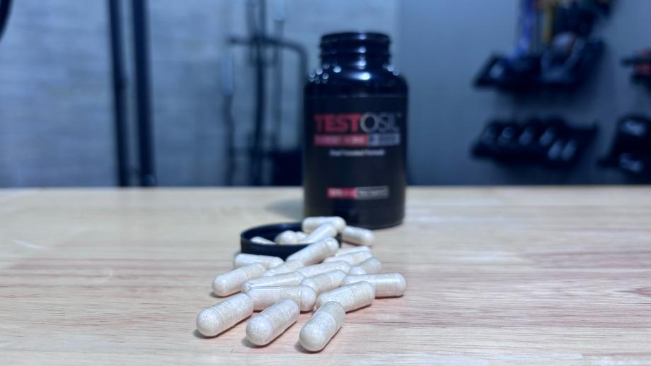 Testosil bottle with capsules on a table