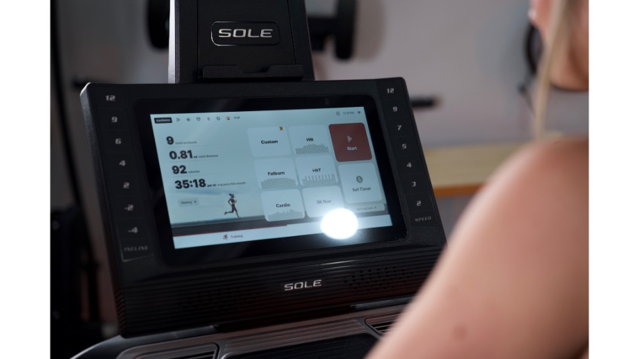 close up of display screen of sole fitness tt8 treadmill