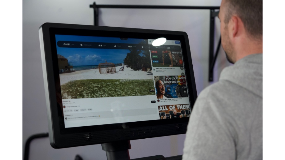 Touchscreen on the STEPR stair climber.