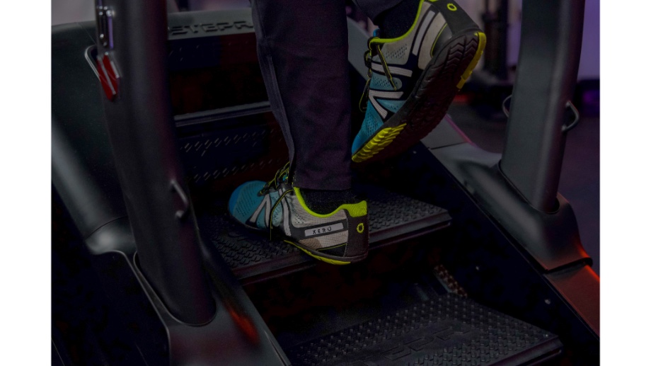 Close look at the steps on a STEPR stair climber.