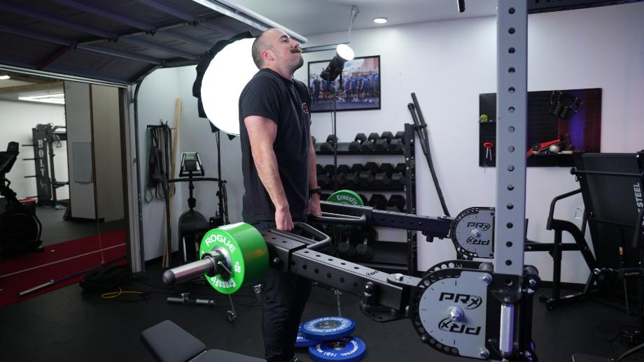 Coop doing a deadlift with the PRx Halo Arms.