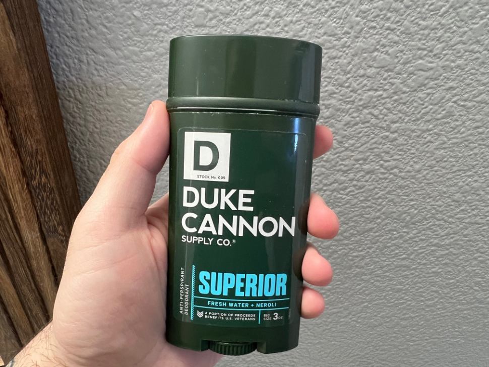 Image of person holding Duke Cannon Deodorant for Men
