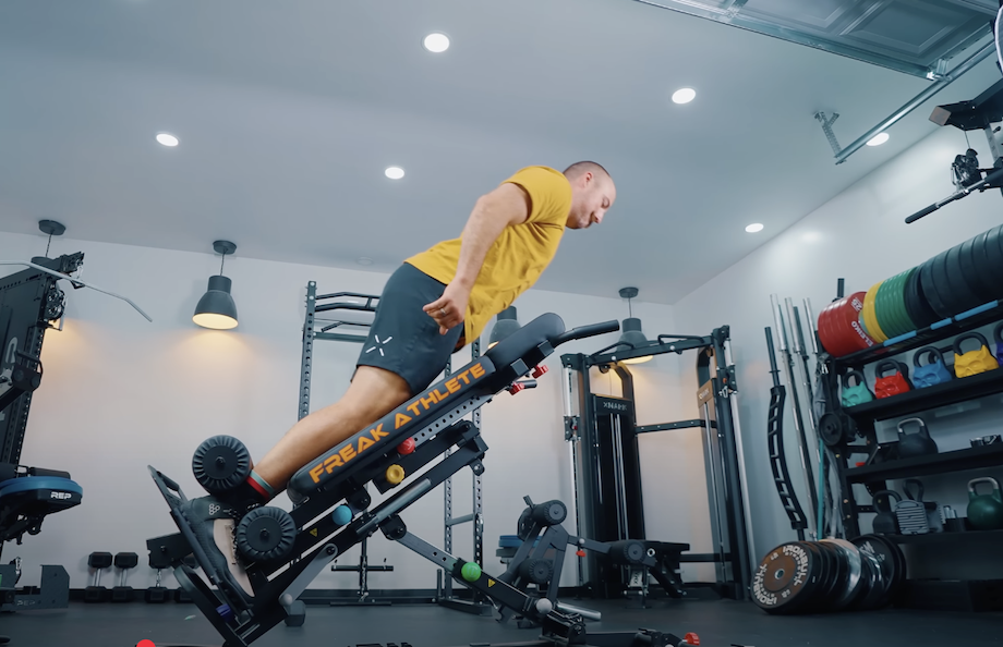 Coop performs Nordic Curls on the Freak Athlete Hyper Pro