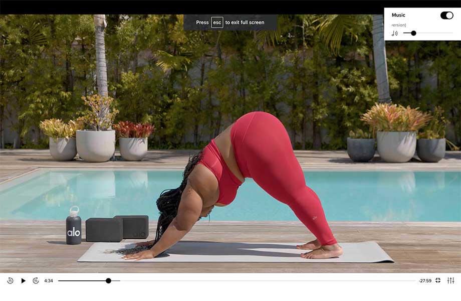 A screenshot of a yoga class in the Alo Moves app