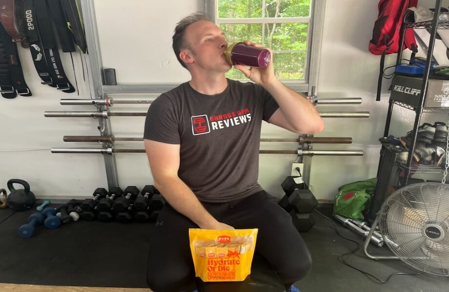 Our tester drinking a serving of BUBS Naturals Hydrate or Die
