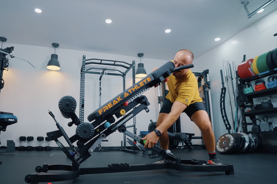 Coop makes adjustments on the Freak Athlete Hyper Pro