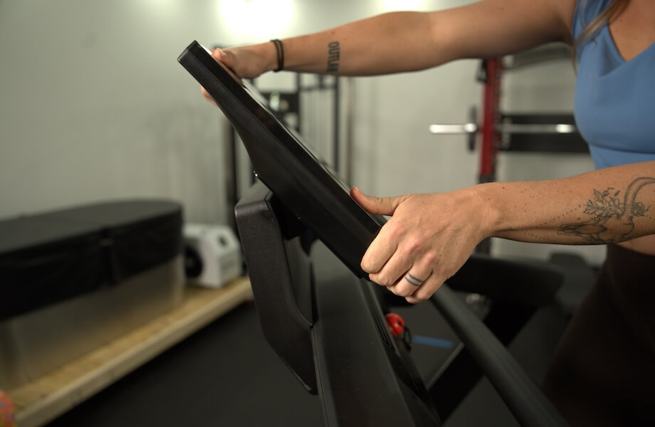 The 10-inch tilting touchscreen of the NordicTrack T Series 10 Treadmill