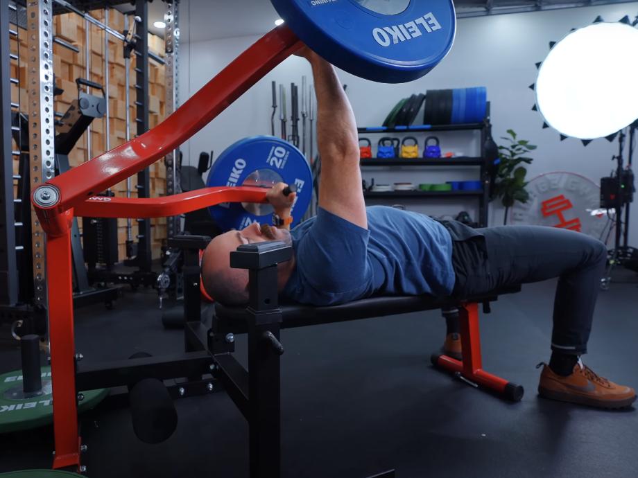 Coop does a unilateral press with the GMWD Bench Press Machine V1