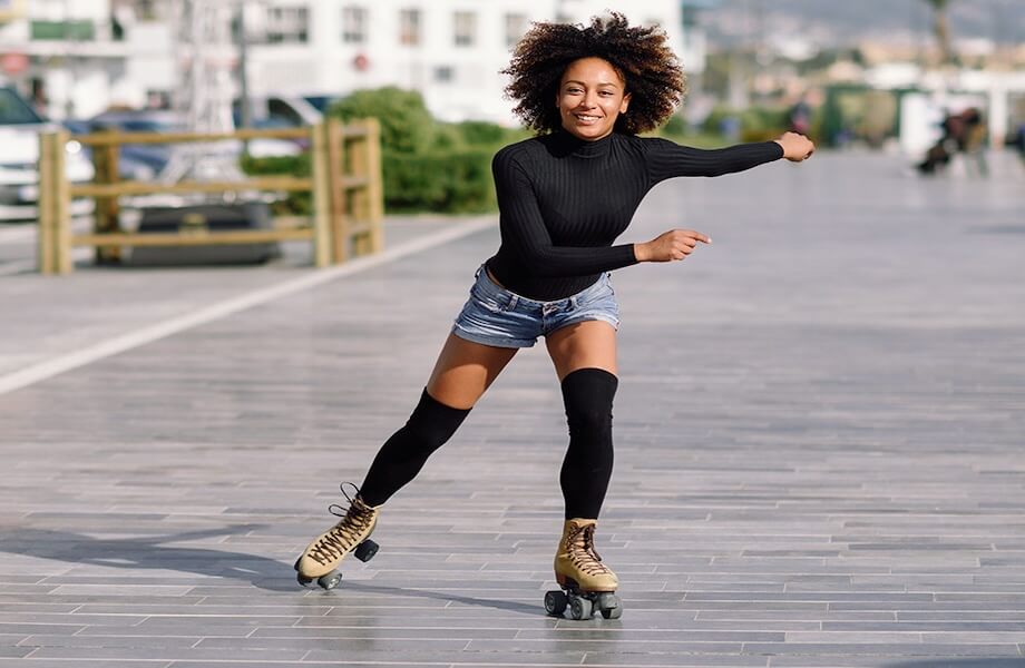 A person roller skating outside
