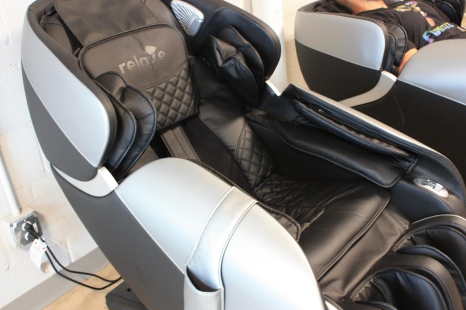 A good look at the cushions and airbags on a Relaxe Zero-Gravity Shiatsu Massage Chair.