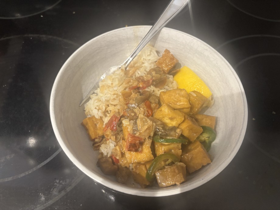 A steamy plated meal from CookUnity.