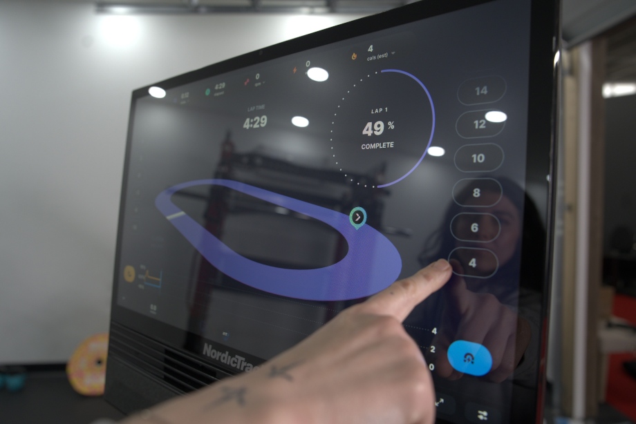 The screen on a NordicTrack X24 Bike.