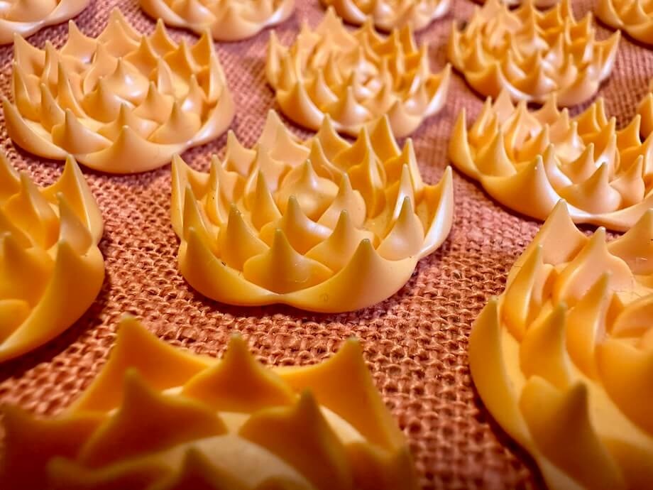 A close look at the individual lotus spikes on a Pranamat Accupressure Mat.