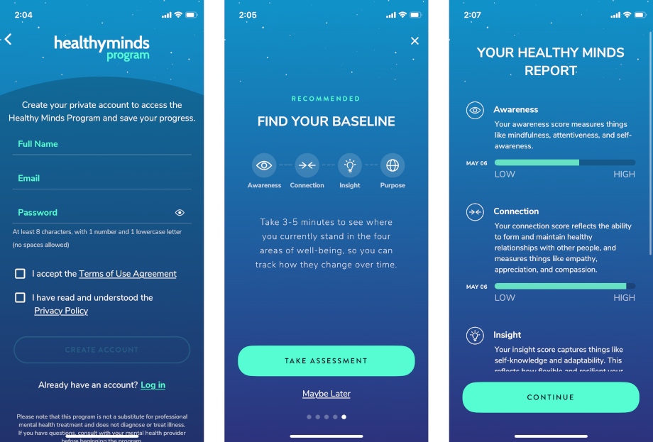 Healthy Minds Program Screenshots