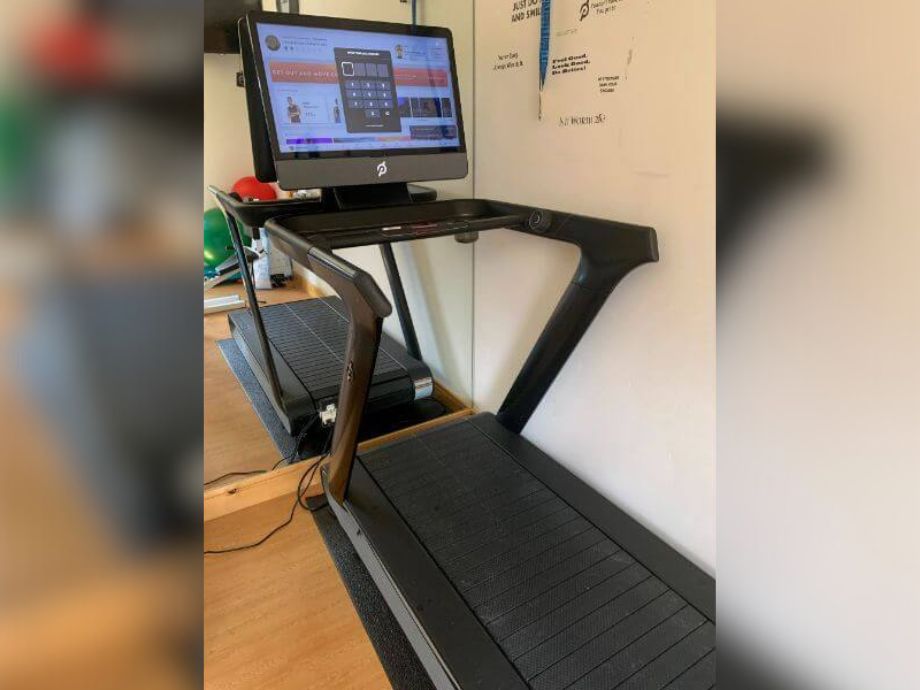 The Peloton Tread without any users, with the touchscreen turned on