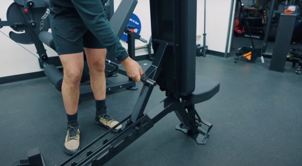 Coop adjusts seat angles on a REP Nighthawk weight bench.