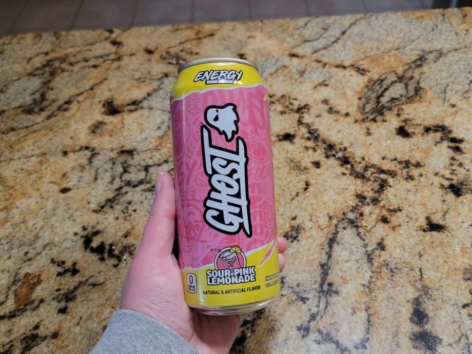 Our tester holds a can of Ghost Energy