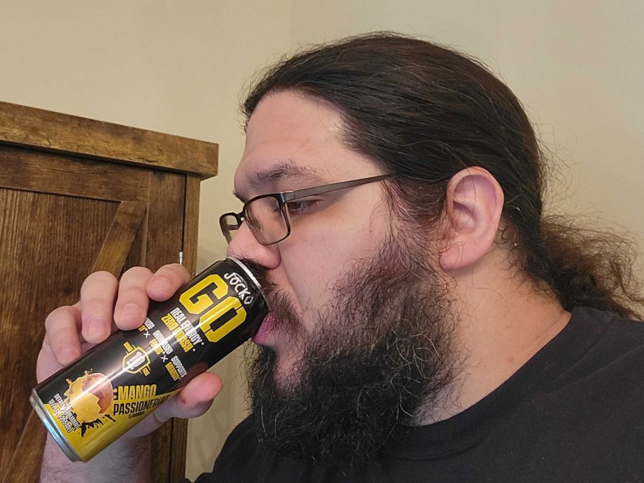 Olympian Caine Wilkes drinks a can of Jocko Go