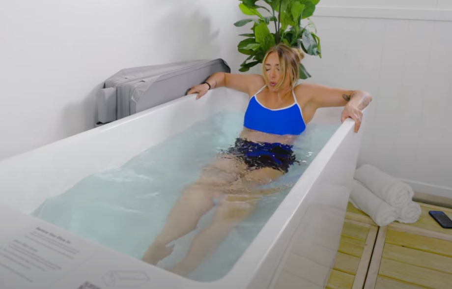 Our tester settles into an icy bath in a Plunge All-In