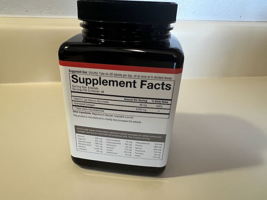 Youtheory Collagen Nutrition Label
