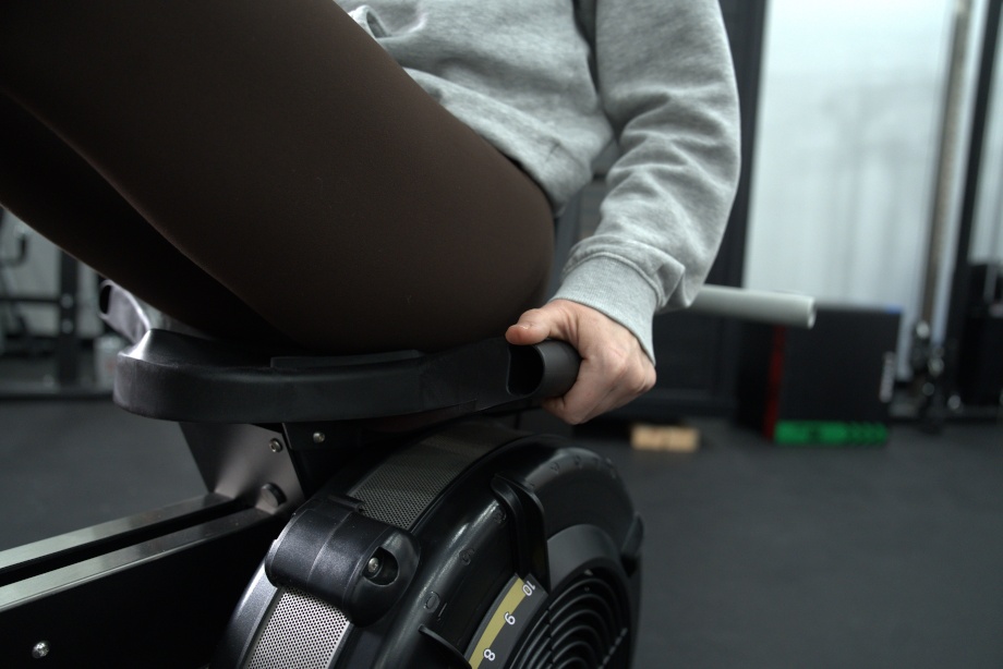 A close look at the seat on a Concept 2 Strength ERG