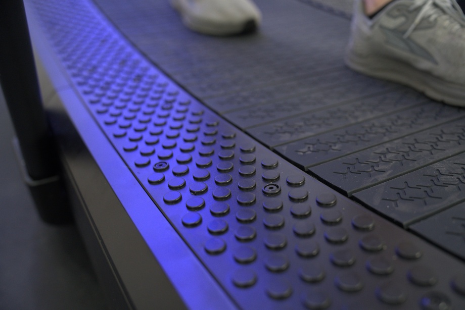 A close look at the deck texture on a Centr x HYROX Perform Tread