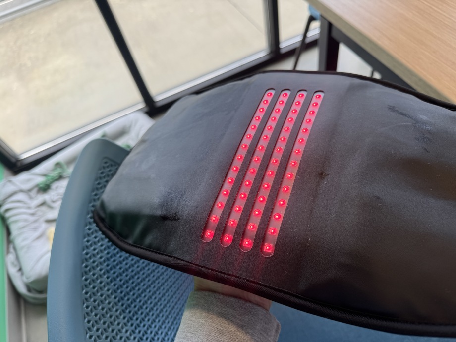 Looking at the heating surface of a Therabody Thermback LED