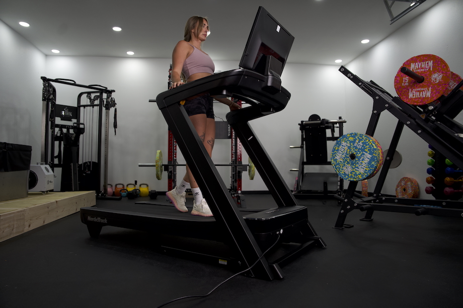 GGR Everything lead reviewer Lindsay Scheele walking on the NordicTrack Commercial 2450 treadmill