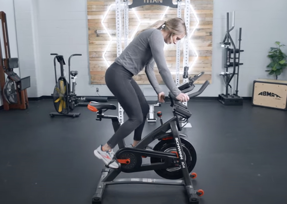 Lindsay Scheele riding the Schwinn IC4 exercise bike