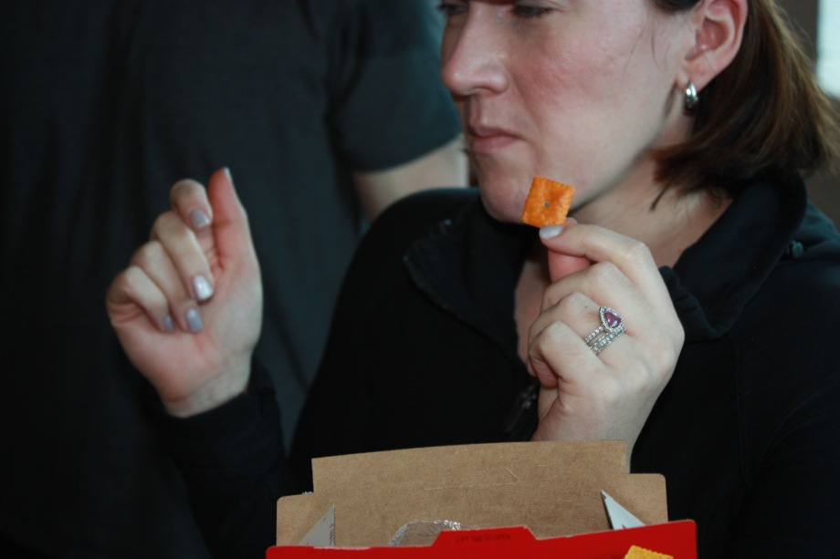 Our expert tasting a Pure Protein Cheesy Cracker