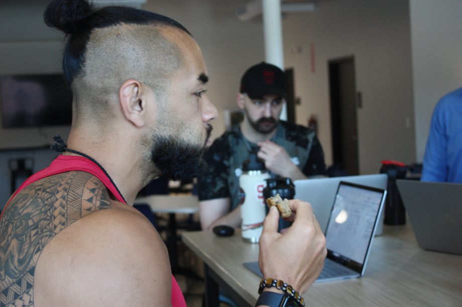 Our testers trying Quest Nutrition Chocolate Chip Protein Cookies