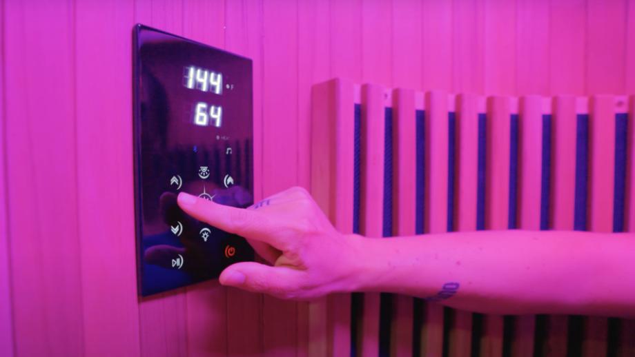 The control panel on a Sun Home Pod Sauna
