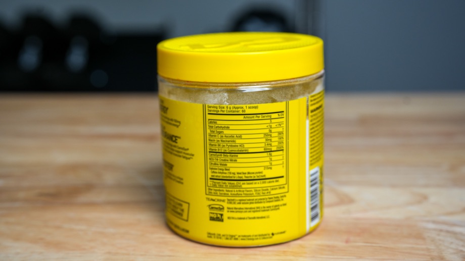 The nutrition label of Cellucor C4