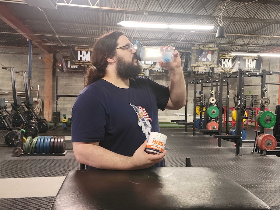 Caine Wilkes drinking BLonyx HMB+ Creatine